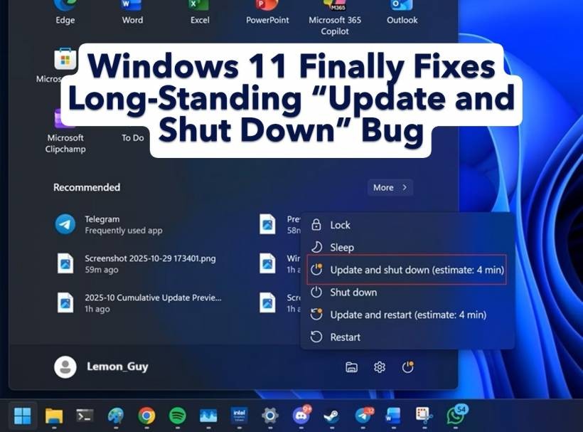 Windows 11 Finally Fixes Long-Standing “Update and Shut Down” Bug