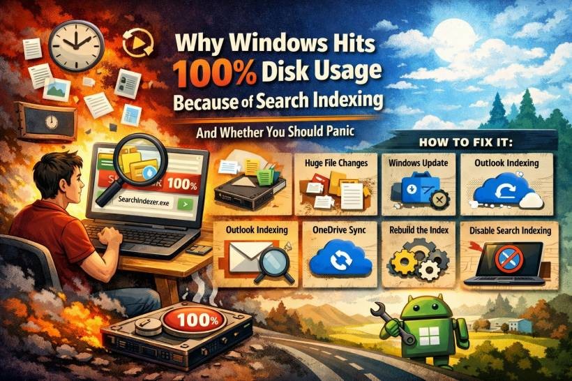 Why Windows Sometimes Hits 100% Disk Usage Because of Search Indexing (And Whether You Should Panic)