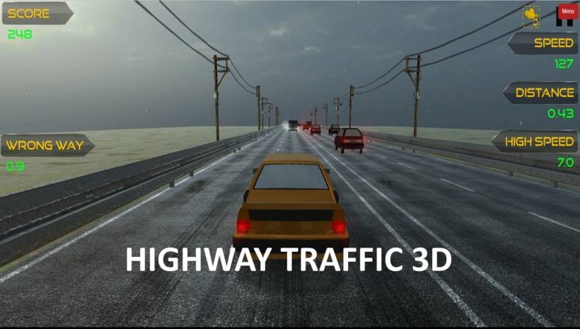 Highway Traffic 3D – High-Speed Driving and Reflex-Based Control