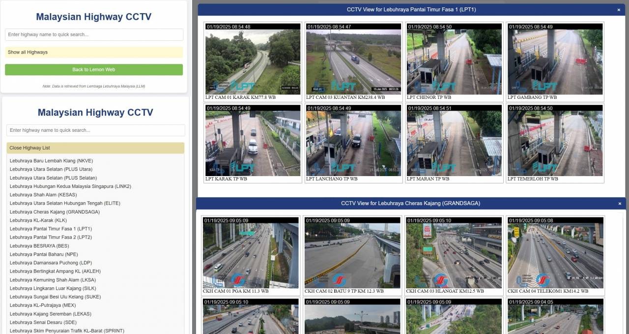 View Malaysian Highway Traffic CCTV
