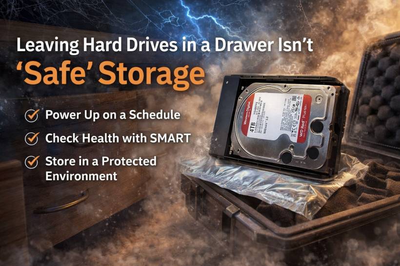 Leaving a Hard Drive in a Drawer Isn’t “Safe” Storage