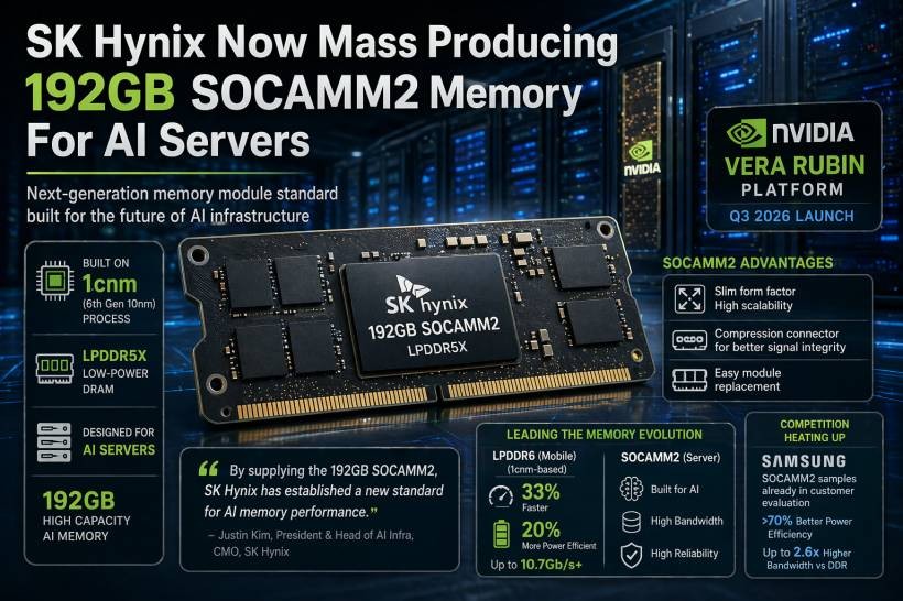 SK Hynix Starts Mass Production of 192GB SOCAMM2 Memory for AI Servers