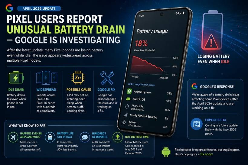 Pixel Users Reporting Battery Drain After Latest Update — Google Is Investigating
