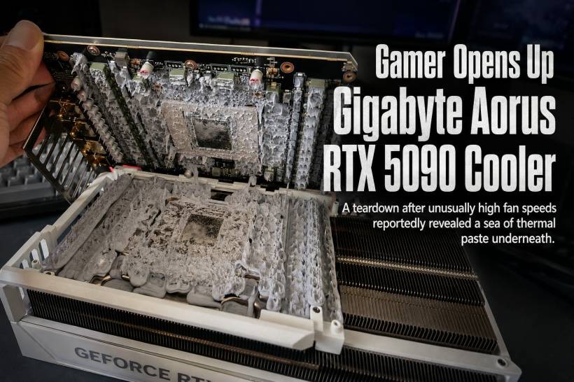 Gamer Finds Excess Thermal Material Inside Gigabyte Aorus RTX 5090 After Fan Noise Concerns