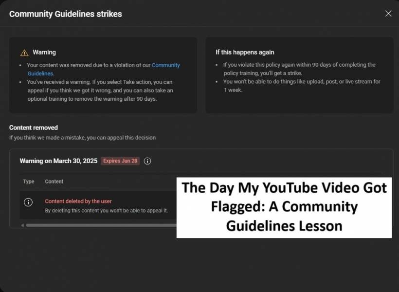 The Day My YouTube Video Got Flagged: A Community Guidelines Lesson