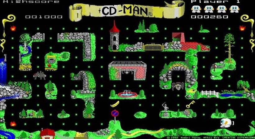 CD-Man II (DOS) – Retro Pac-Man Style Maze Game Playable in Browsers