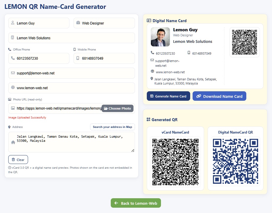 QR-NAMECARD preview